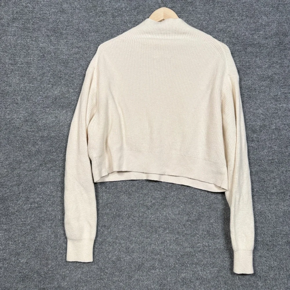 Wilfred Large Sweater Cream Ribbed Knit Merino Wool Cotton  Boxy  Long Sleeves